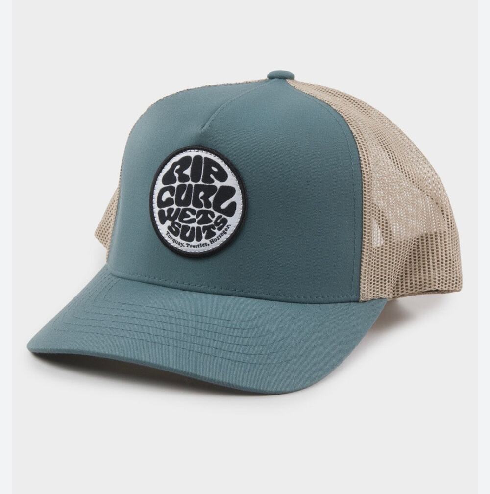 NEW RIP CURL Westsuit Snapback Trucker Hat BOYS Mesh OS Surf Sage Green PATCH
